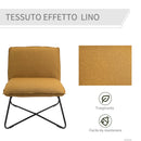 Poltroncina Imbottita 63x75x70 cm in Metallo e Tessuto Giallo