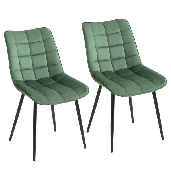 Lot de 2 Chaises Rembourrées 46x58,5x85,5 cm en Tissu Velours Vert sconto