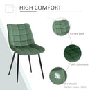 Set 2 Sedie Imbottite 46x58,5x85,5 cm in Tessuto Vellutato Verdi