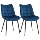 Set 2 Sedie Imbottite 46x58,5x85,5 cm in Tessuto Vellutato Blu