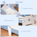 Struttura Letto Singolo per Bambini 143x74x59 cm in Compensato di Pioppo Blu e Bianco