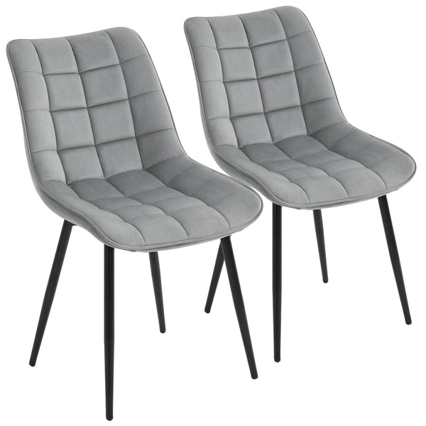 sconto Lot de 2 Chaises Rembourrées 46x58,5x85,5 cm en Tissu Velours Gris