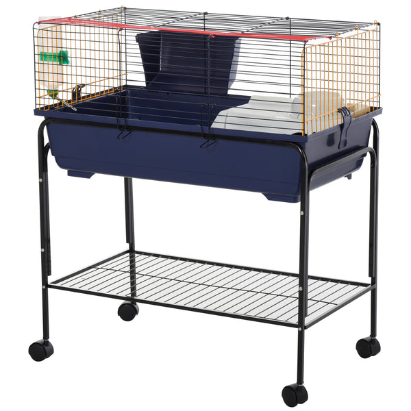 prezzo Cage Lapin avec Chariot 78x44x91 cm en Métal Bleu et Noir