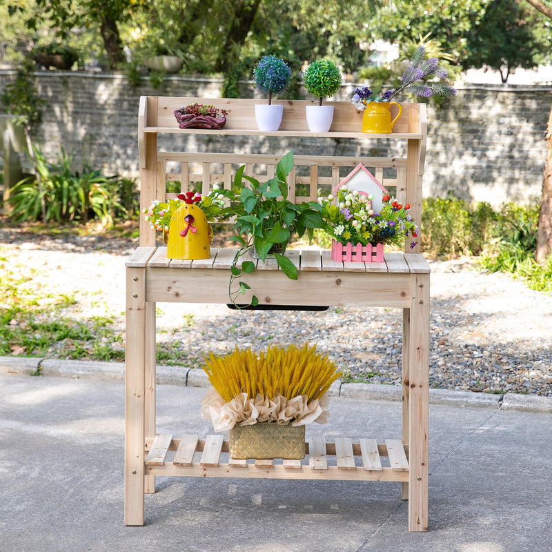 Banco da Lavoro per Giardinaggio 100x45x140 cm in Legno Naturale