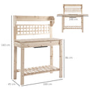 Banco da Lavoro per Giardinaggio 100x45x140 cm in Legno Naturale