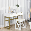 Consolle Trucco da Camera 100x40x76 cm in MDF e Metallo Bianco e Oro