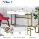 Consolle Trucco da Camera 100x40x76 cm in MDF e Metallo Bianco e Oro