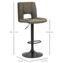 Set 2 Sgabelli Imbottite da Bar 41,5x51x94-115 cm in Tessuto Cachi e Nero