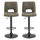 Set 2 Sgabelli Imbottite da Bar 41,5x51x94-115 cm in Tessuto Cachi e Nero