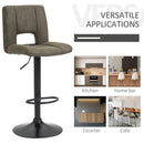 Set 2 Sgabelli Imbottite da Bar 41,5x51x94-115 cm in Tessuto Cachi e Nero