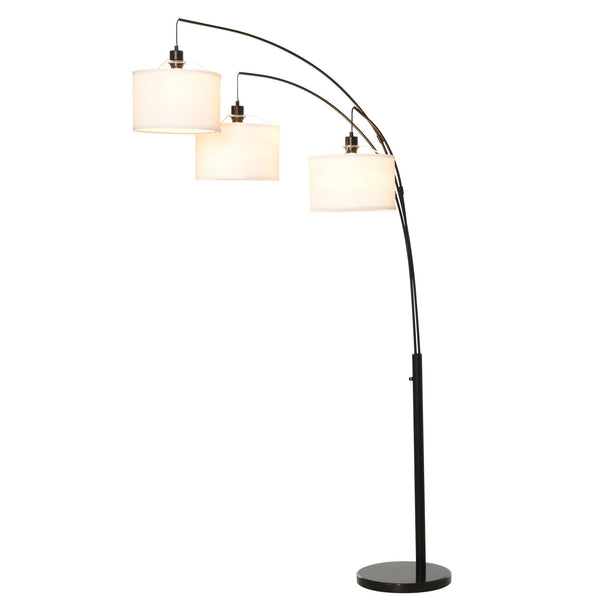 Lampadaire avec 3 Abat-jours E27 H205 cm en Métal Noir et Blanc prezzo
