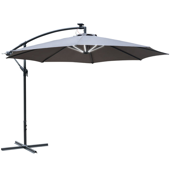 sconto Parasol de Jardin Décentralisé Ø2,95m en Acier Gris et Noir