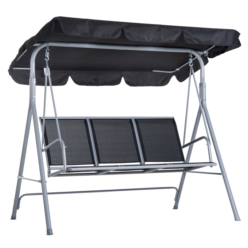 Dondolo 3 Posti da Giardino 170x110x153 cm in Acciaio Nero e Argento