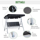 Dondolo 3 Posti da Giardino 170x110x153 cm in Acciaio Nero e Argento