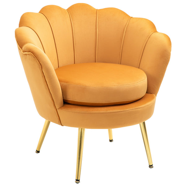 sconto Fauteuil de chambre rembourré 75x63x73 cm en velours jaune