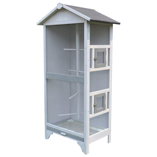 Volière Cage à Oiseaux 80,5x57x158,5 cm en Bois Gris sconto