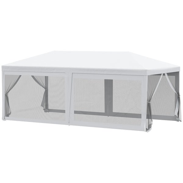 Tonnelle de jardin pliante avec moustiquaire 595x295x255 cm en métal et tissu blanc prezzo