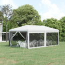 Gazebo da Giardino Pieghevole con Zanzariera 595x295x255 cm in Metallo e Tessuto Bianco