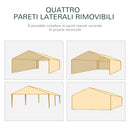 Gazebo da Giardino Pieghevole con Zanzariera 595x295x255 cm in Metallo e Tessuto Bianco