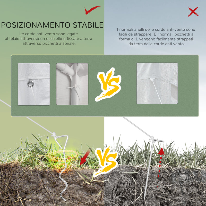 Gazebo da Giardino Pieghevole con Zanzariera 595x295x255 cm in Metallo e Tessuto Bianco