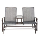 Dondolo 2 Posti da Giardino 81x148x100 cm con Tavolino in Ferro e Textilene Marrone