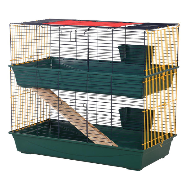 Cage Lapin 2 Etagères 118x59x102 cm en Fil de Métal Vert acquista