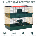 Gabbia per Conigli 2 Ripiani 118x59x102 cm in Filo Metallico Verde