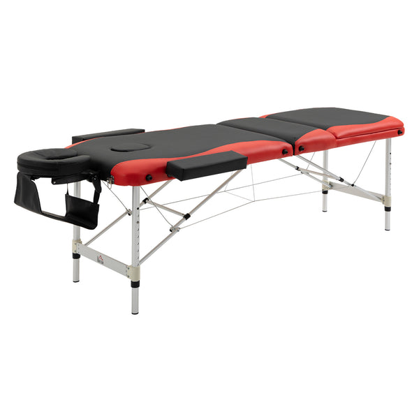 prezzo Table de Massage Kinésithérapie 2 Articulations 215x60x84 cm en Aluminium Noir et Rouge