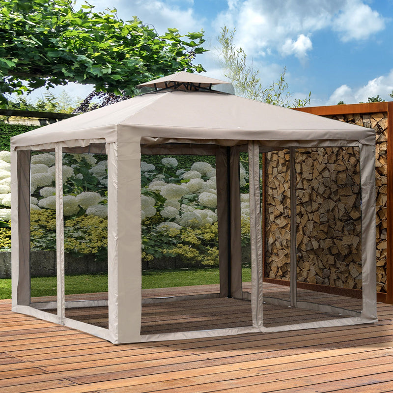 Gazebo da Giardino Pieghevole con Zanzariera 2,94x2,94m in Metallo e Tessuto Talpa