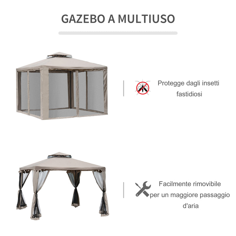 Gazebo da Giardino Pieghevole con Zanzariera 2,94x2,94m in Metallo e Tessuto Talpa