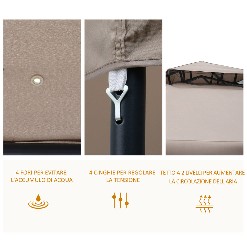 Gazebo da Giardino Pieghevole con Zanzariera 2,94x2,94m in Metallo e Tessuto Talpa