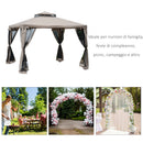 Gazebo da Giardino Pieghevole con Zanzariera 2,94x2,94m in Metallo e Tessuto Talpa