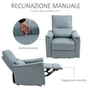 Poltrona Relax Reclinabile Manuale in Tessuto Grigio-Verde