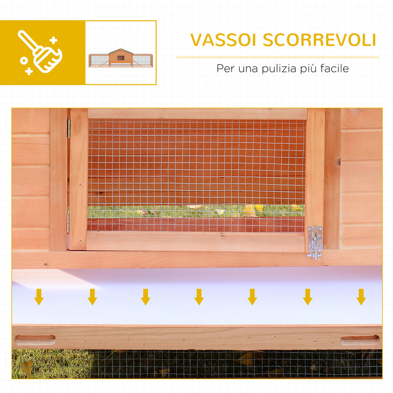 Conigliera da Esterno 309x79x86 cm in Legno Tetto Verde