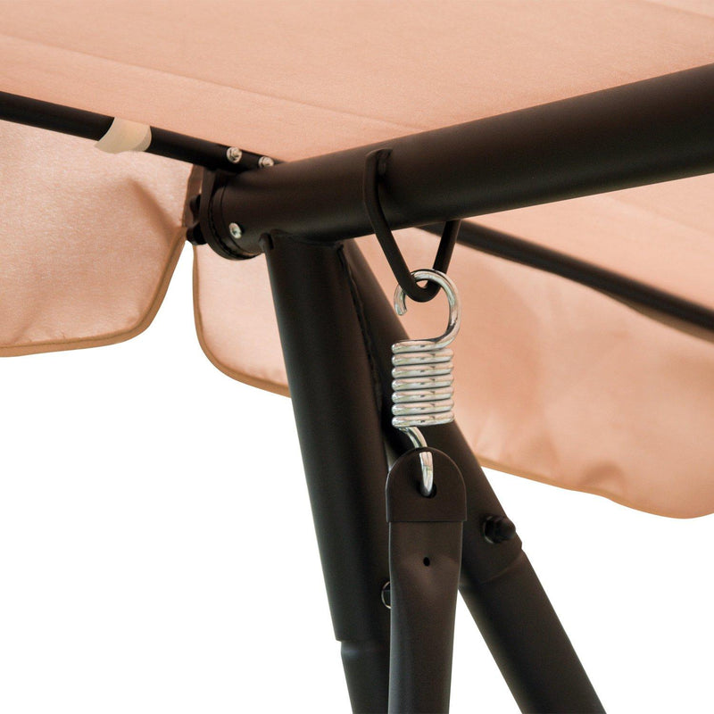 Dondolo 3 Posti da Giardino con Schienale Reclinabile per Funzione Letto Beige