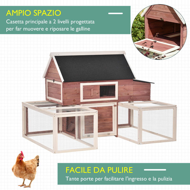 Pollaio Gabbia per Galline da Esterno 290x71x119 cm in Legno 