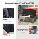 Set Salotto da Giardino 2 Divani 2 Poltrone Tavolino e Contenitore in Rattan Marrone e Arancione