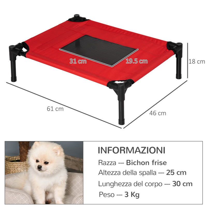 Brandina Portatile per Cani 68x46x18 cm Fino a 11Kg in Metallo e Tessuto Oxford Rosso