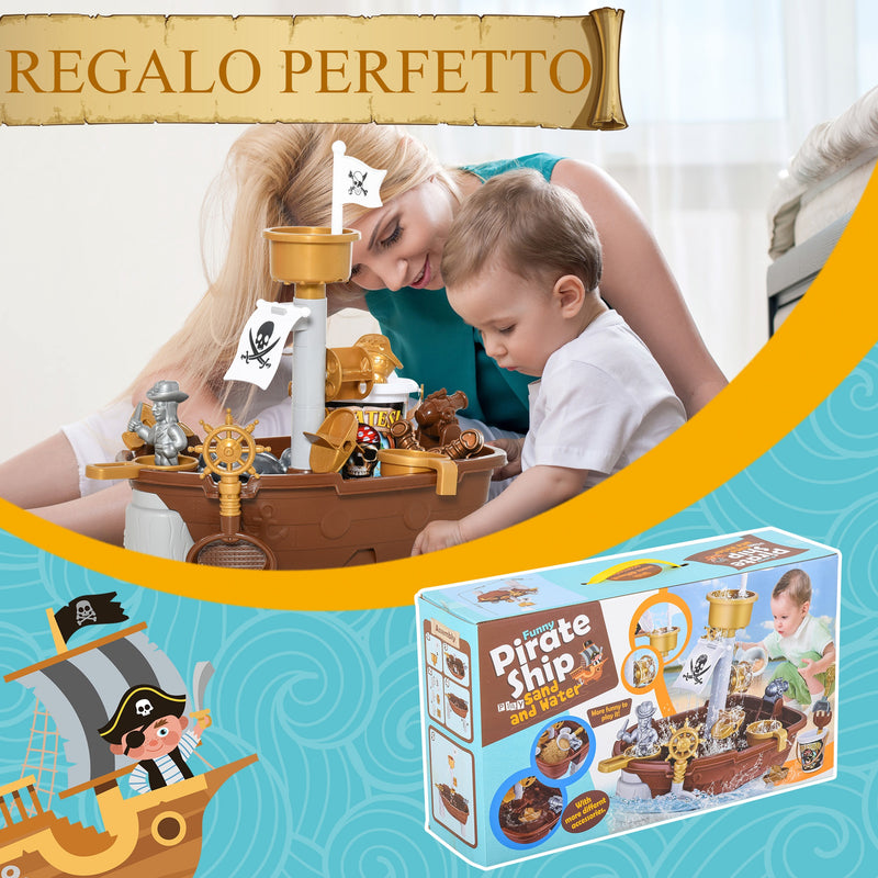Nave dei Pirati Giocattolo per Bambini 45,5x30x57,5 cm 26 Pezzi da Spiaggia Mare