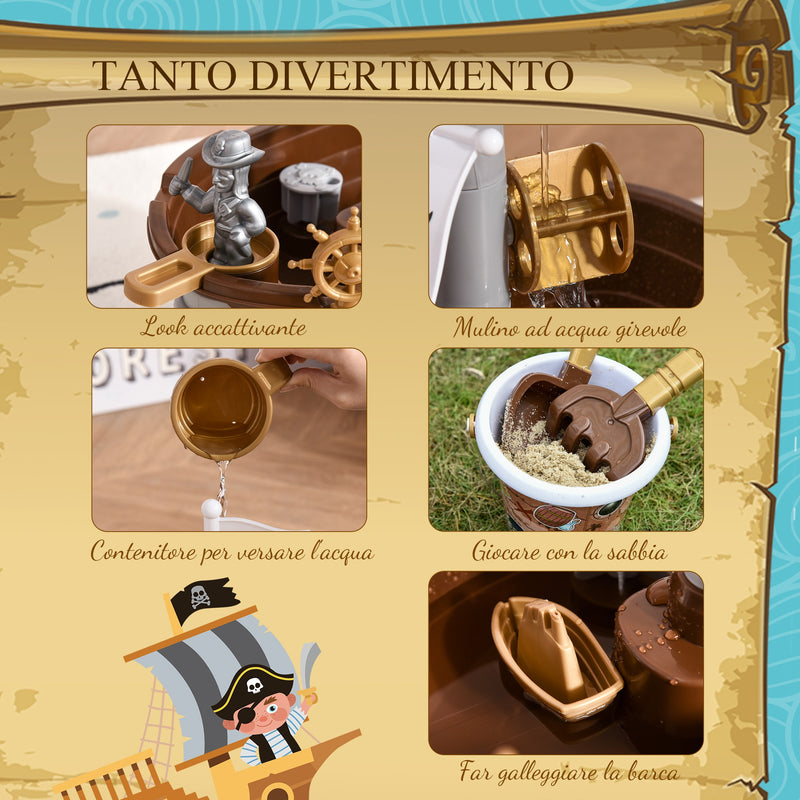 Nave dei Pirati Giocattolo per Bambini 45,5x30x57,5 cm 26 Pezzi da Spiaggia Mare