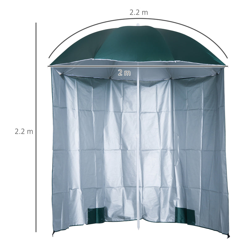 Ombrellone da Giardino Ø2,2m in Metallo con Tenda Parasole Verde Scuro