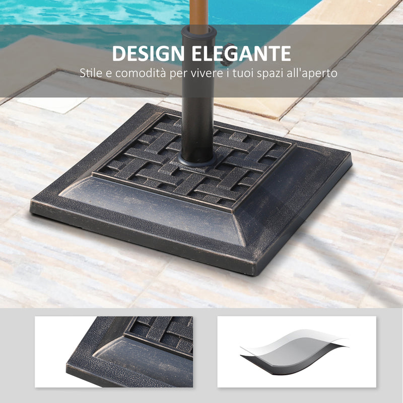 Base per Ombrellone da Giardino Ø38 a Ø48 44x44x32 cm in Resina e Acciaio Nero