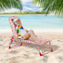 Lettino Prendisole Pieghevole per Bambini 118x40x24 cm in Metallo e Poliestere Rosa