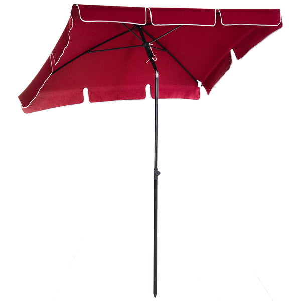 Parasol de Jardin Rectangulaire 1,98x1,30m en Aluminium avec Toit Inclinable Rouge sconto