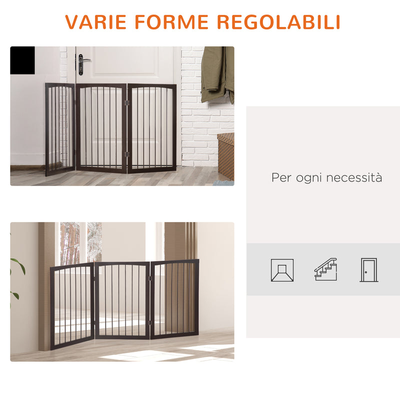 Cancelletto di Sicurezza per Animali Domestici 160x76 cm in MDF Marrone Scuro