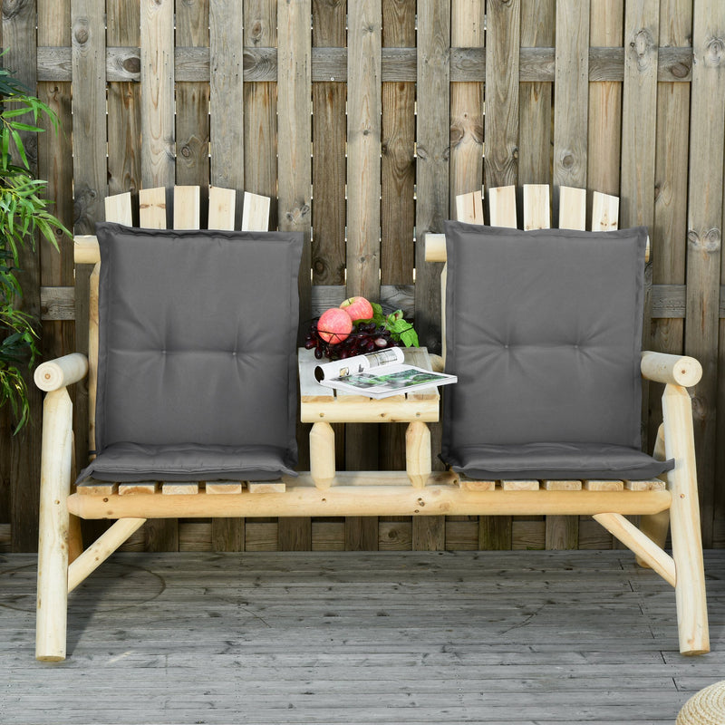 Set 2 Cuscini per Serdie da Giardino 100x48 cm con Schienale Alto in Poliestere Grigio Scuro