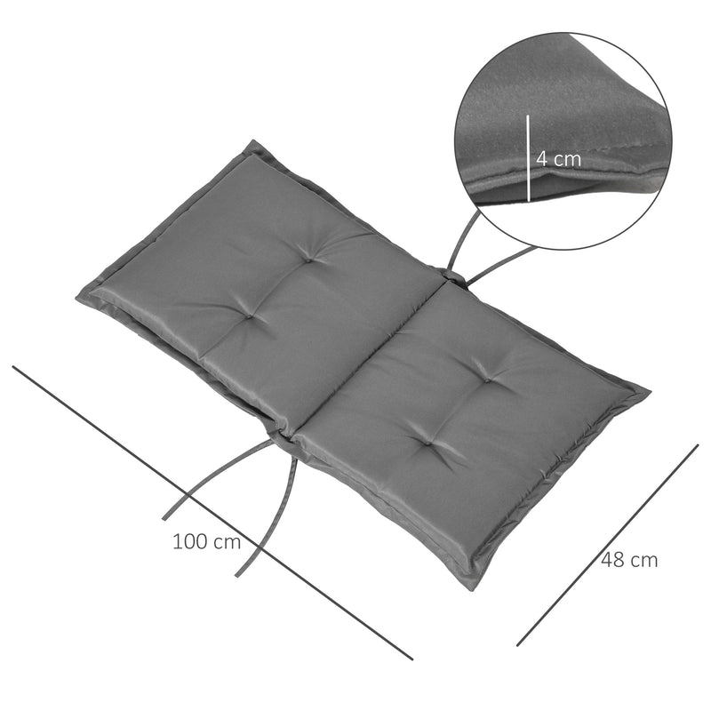 Set 2 Cuscini per Serdie da Giardino 100x48 cm con Schienale Alto in Poliestere Grigio Scuro