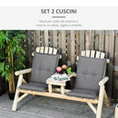 Set 2 Cuscini per Serdie da Giardino 100x48 cm con Schienale Alto in Poliestere Grigio Scuro