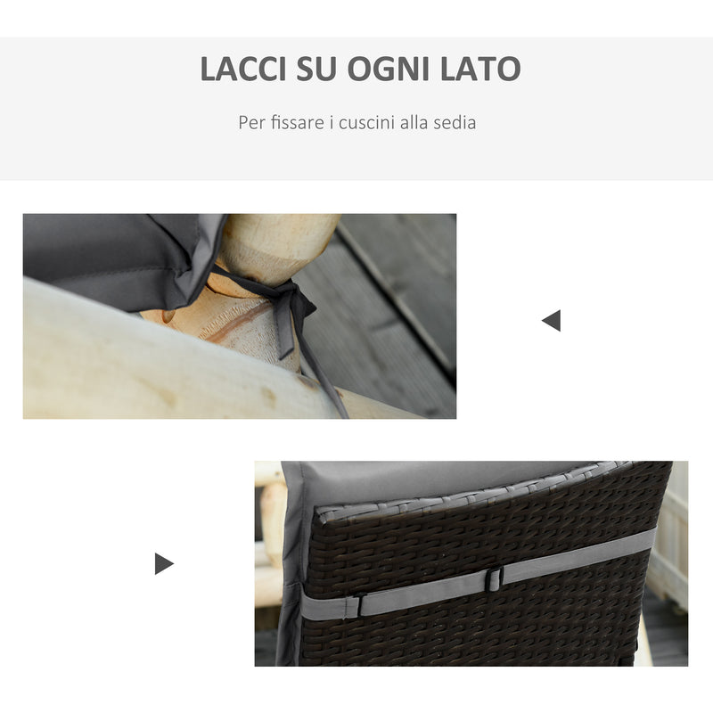 Set 2 Cuscini per Serdie da Giardino 100x48 cm con Schienale Alto in Poliestere Grigio Scuro