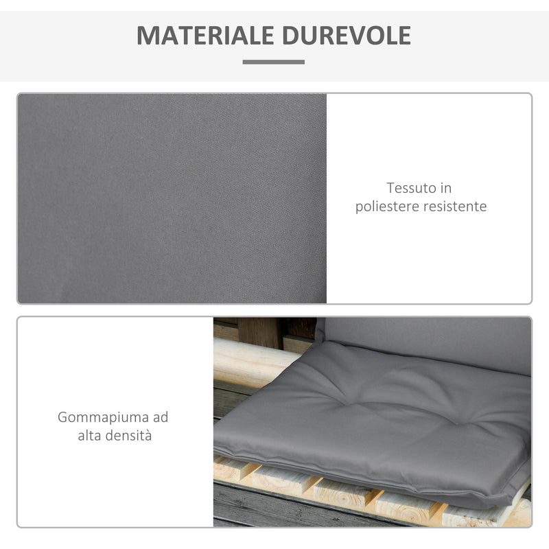Set 2 Cuscini per Serdie da Giardino 100x48 cm con Schienale Alto in Poliestere Grigio Scuro